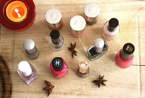 Nail polishes all lined up