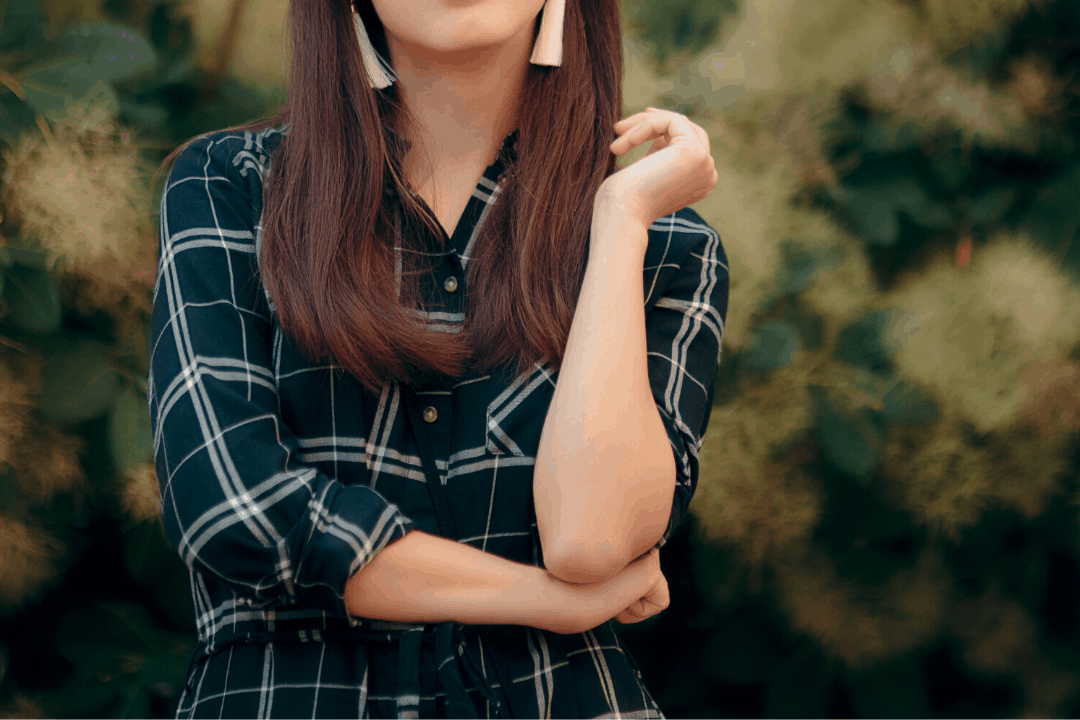 Woman in a plaid shirt