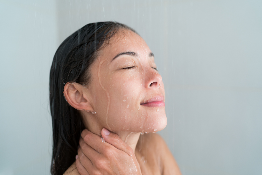 Woman taking a shower