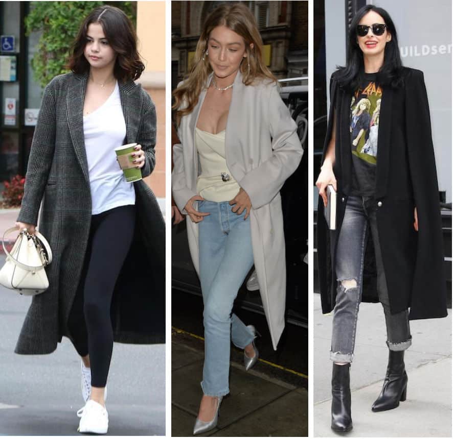 Celebrity long coat outfits