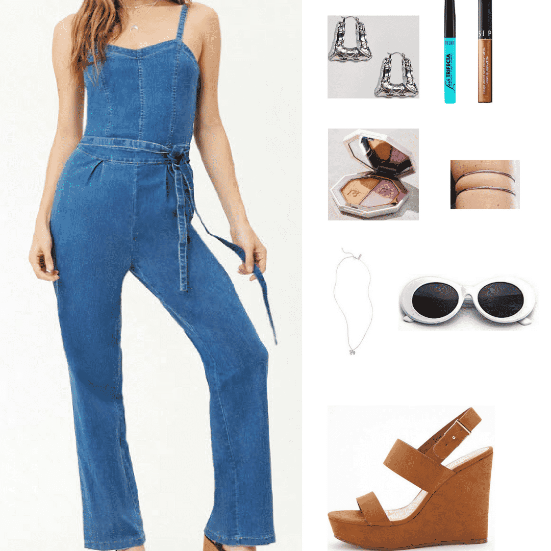 denim romper outfit