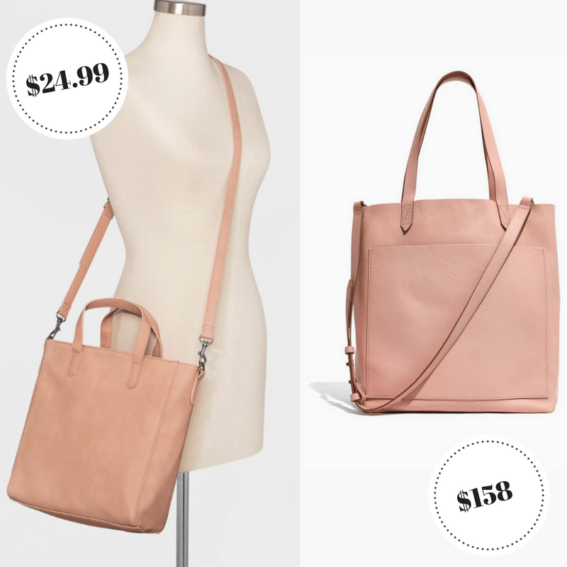 Blush tote bag: Target Universal Thread vs Madewell