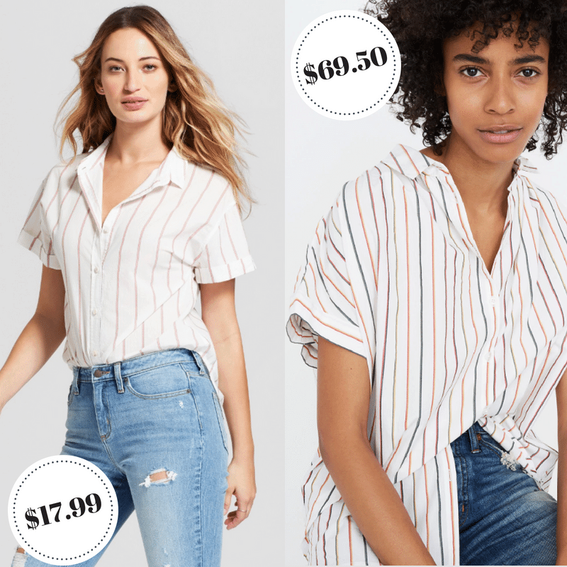 Target Universal thread vs Madewell striped blouse