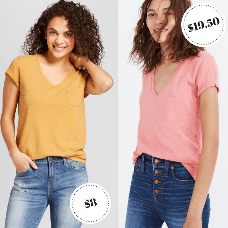 V neck pocket tees from Target and Madewell