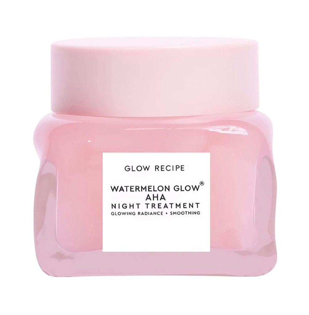best korean face mask- Glow Recipe Watermelon Glow AHA Night Treatment - Overnight Resurfacing Mask with AHA Complex, Hyaluronic Acid, Niacinamide & Watermelon Enzymes for Smooth, Glowing, Even-Toned Skin (60ml)