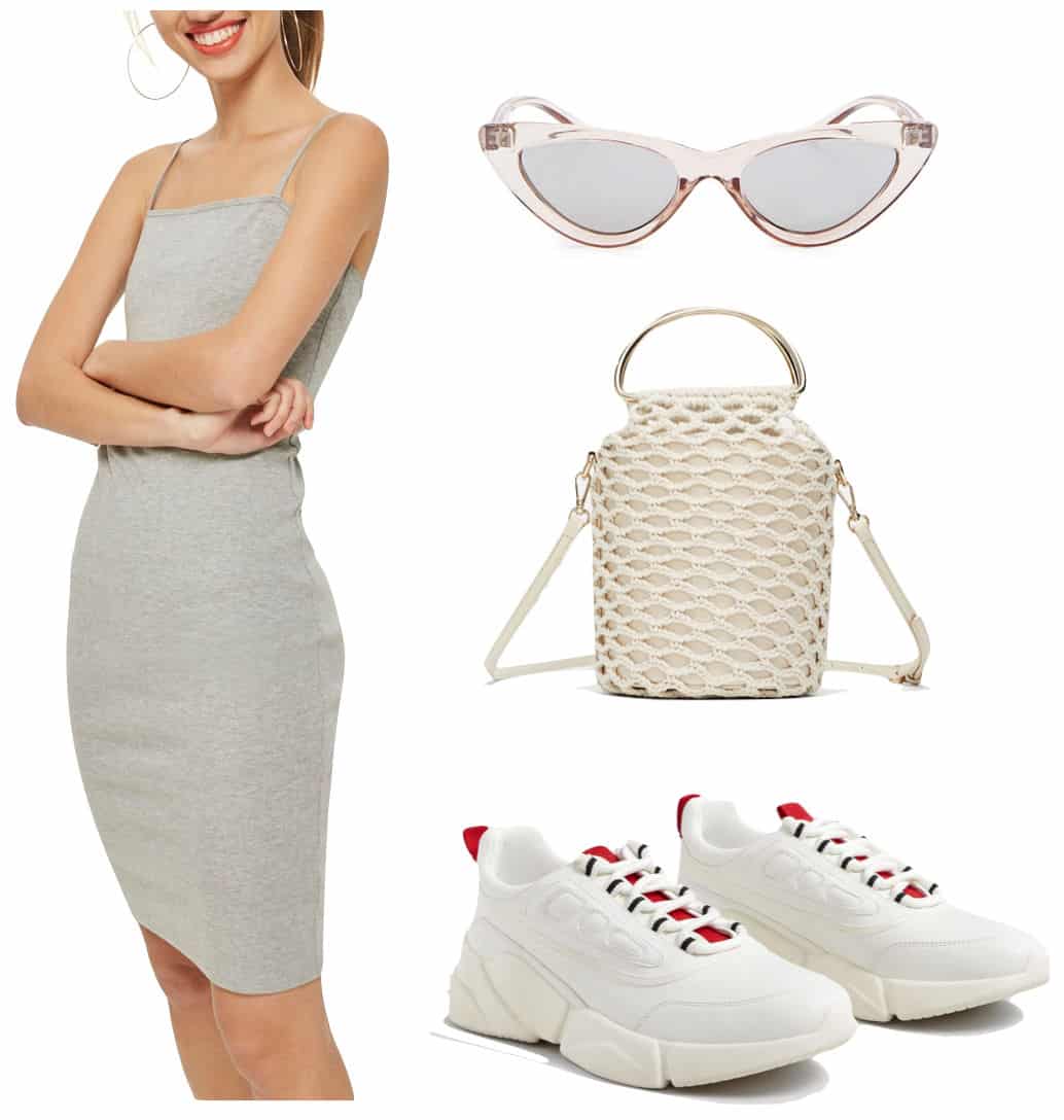 bodycon dress and sneakers