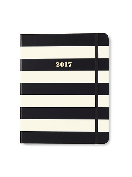 striped black and white planner by Kate Spade