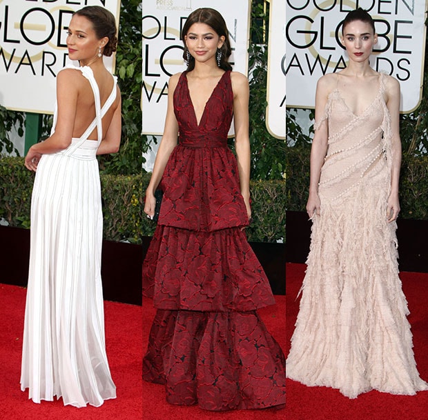 2016 golden globes fashion - Alicia Vikander, Zendaya, and Rooney Mara