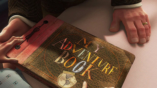 Screenshot from the movie "Up" of the adventure book