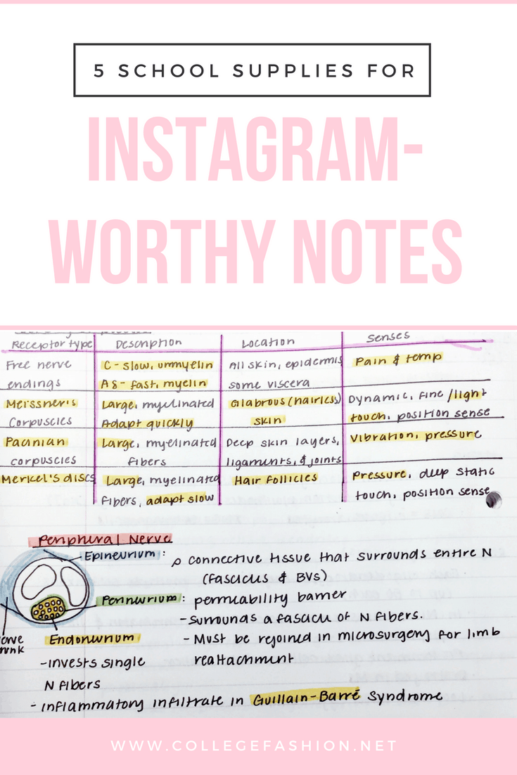 5 school supplies for Instagram-worthy notes: How to make your class notes pretty with highlighters, colored pens, and more studyspo essentials