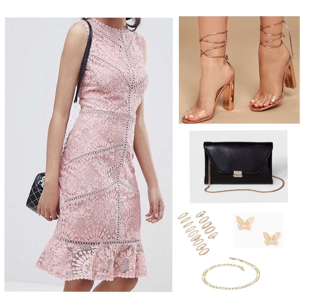 rose gold wedding guest outfits