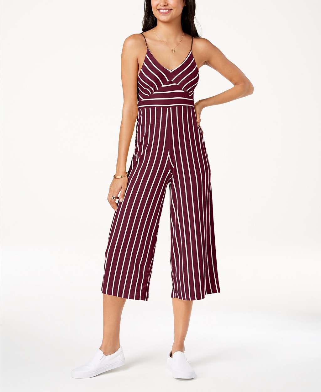 Macy's Polly and Esther Red Striped Jumpsuit