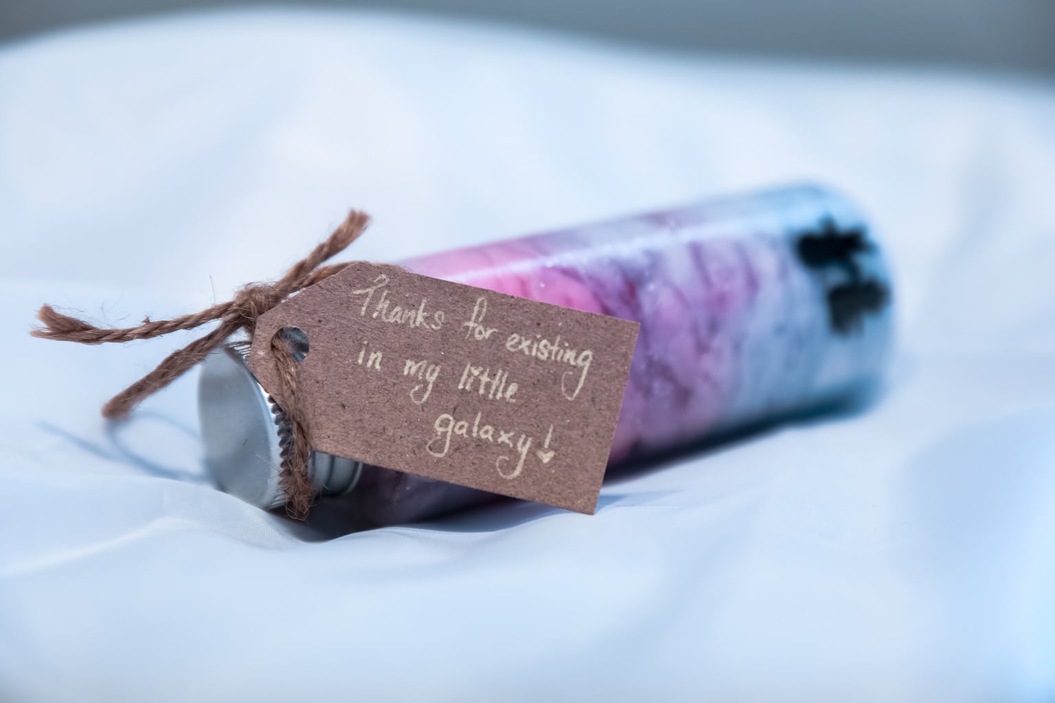 A creative cute way to show your gratitude to someone with a little note tied to a little bottle.