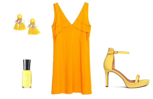 Yellow monochrome dress outfit