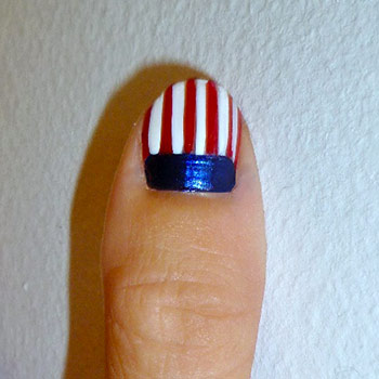 American flag nail art step 3: Red stripes