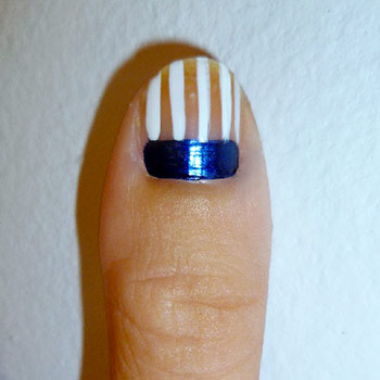 American flag nail art step 2: White stripes