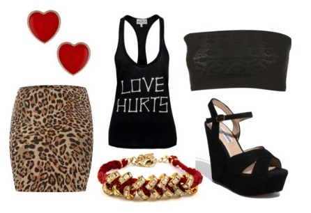 Animal print outfit: leopard skirt and graphic tank