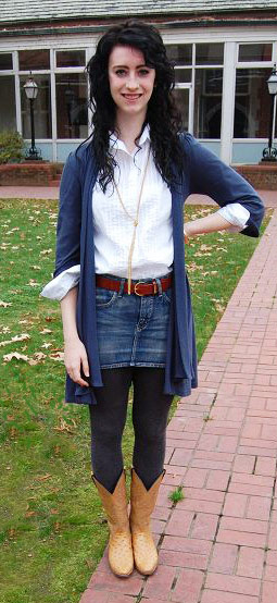 College student fashionista Ann Marie from Hendrix College modeling her fab student street style