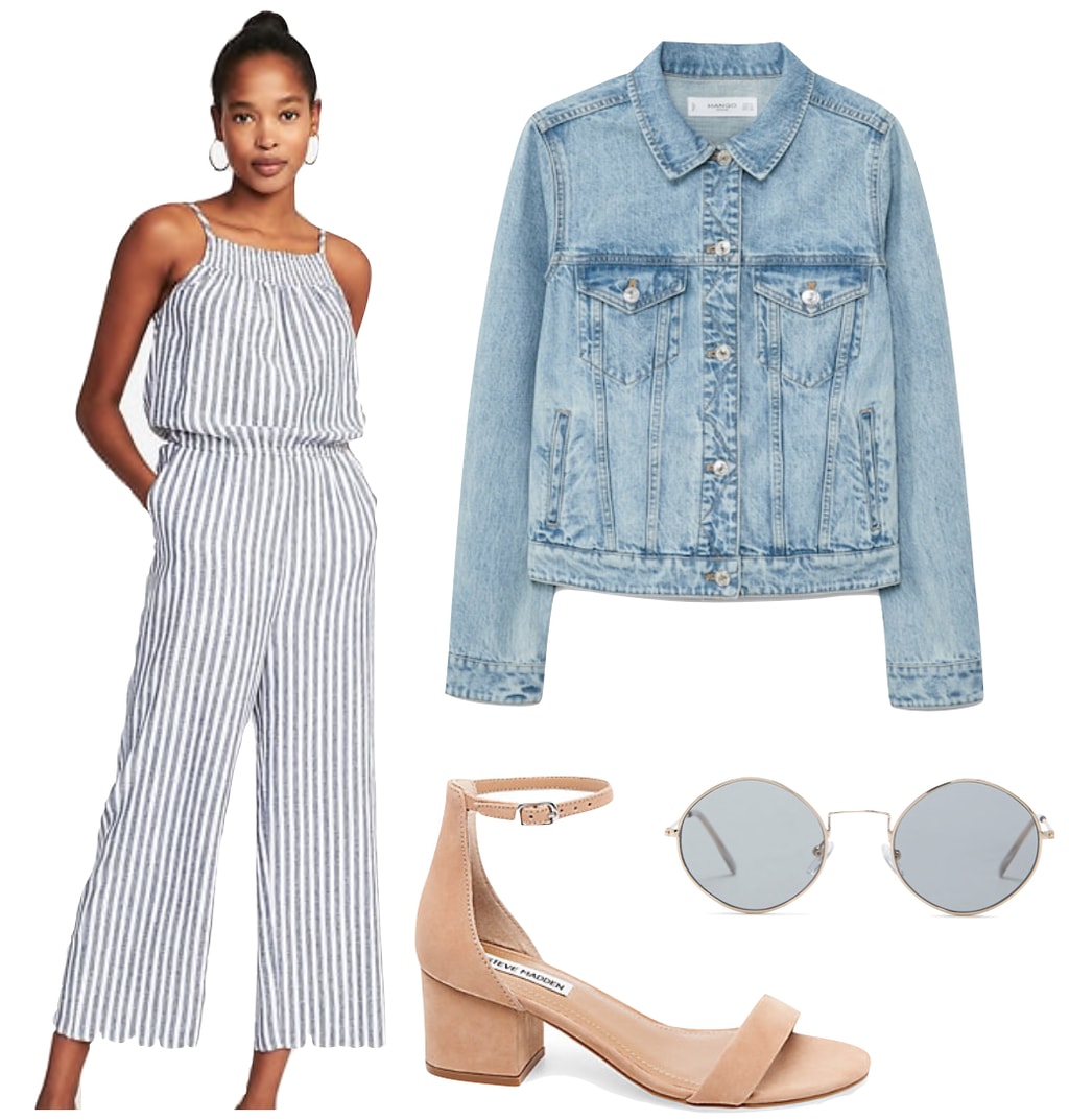 striped jumpsuit with jacket