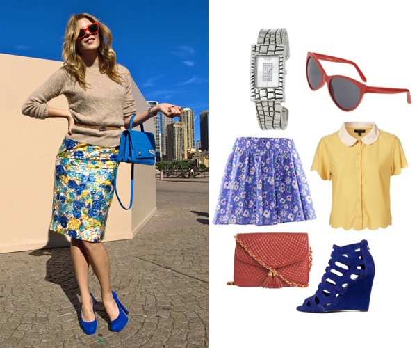 Street style outfit - blue suede shoes