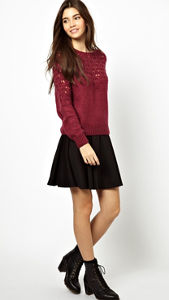 Asos red sweater black skirt