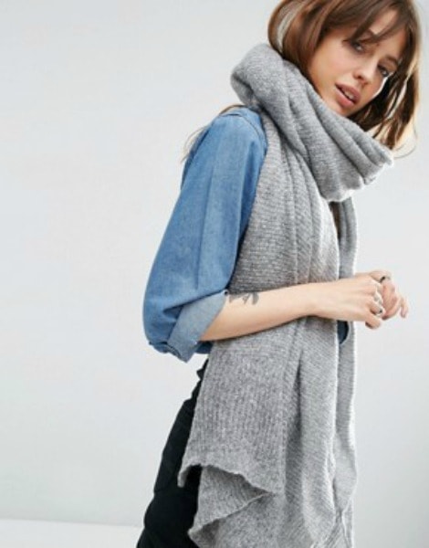 Asos gray knit oversized scarf
