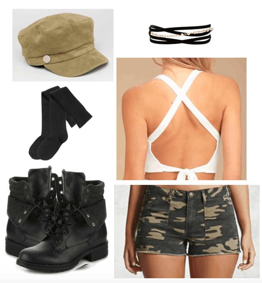 Grungy outfit with khaki colored baker boy cap