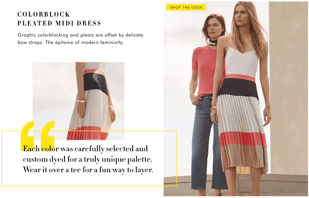 Banana Republic Summer 2017 Lookbook: Model wears striped pleated skirt in pink, tan, and white, with simple white cami