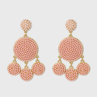 Light pink beaded drop earrings