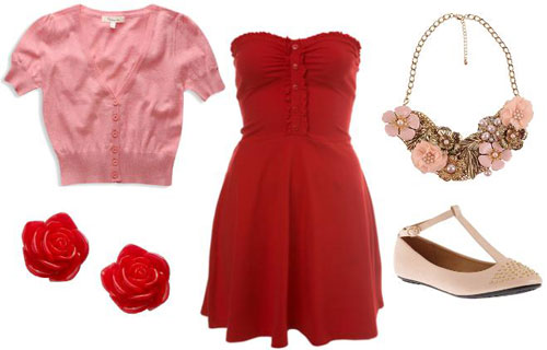 Red casual outfit inspired by Walt Disney's Belle from Beauty and the Beast