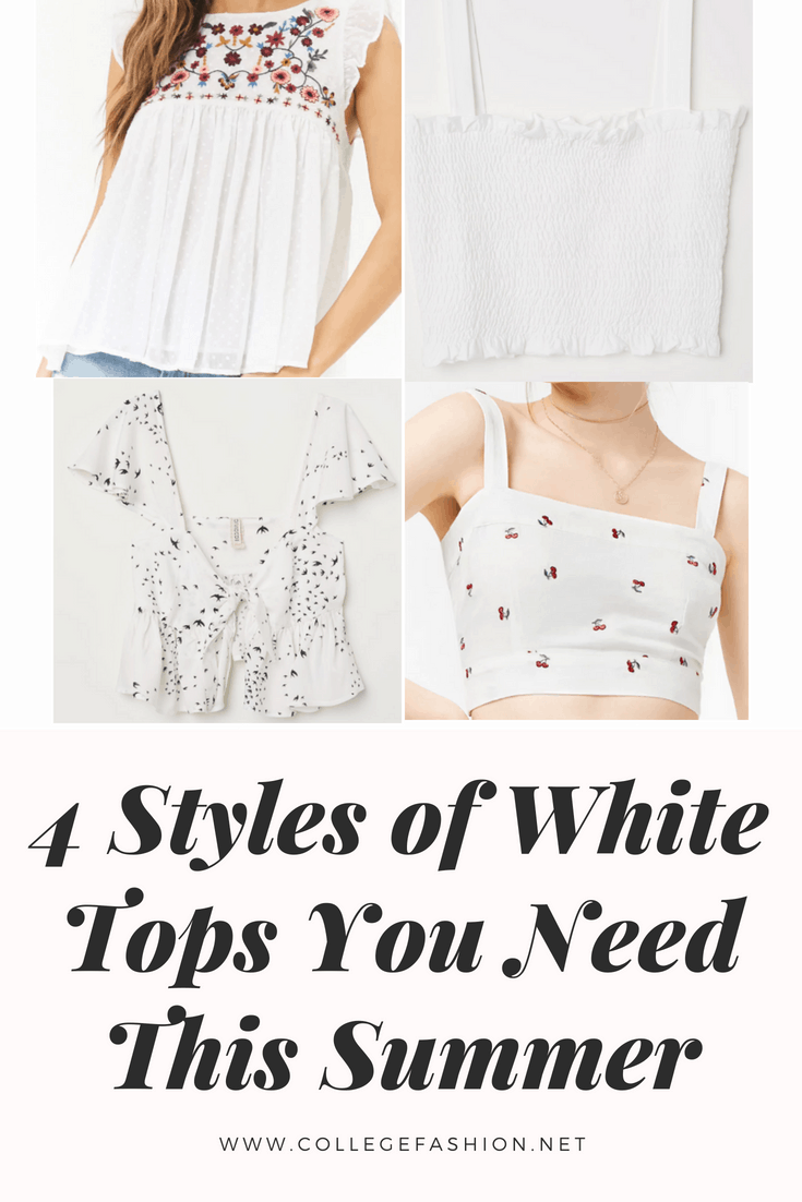 Best white tops for summer: The 4 styles of white tops you need in your summer wardrobe, including an embroidered top, a crop top, a ruffle top