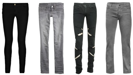 black and denim jeans