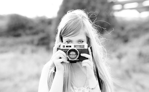 Girl in black and white