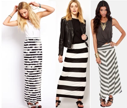 Black and white maxi skirts