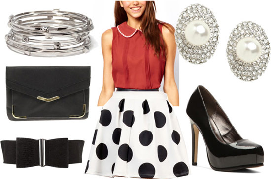 Black and white skirt night outfit