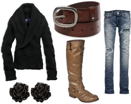 How to wear black and brown together - outfit with a black jacket and brown accessories