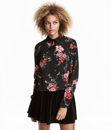 Black floral chiffon blouse from H&M.