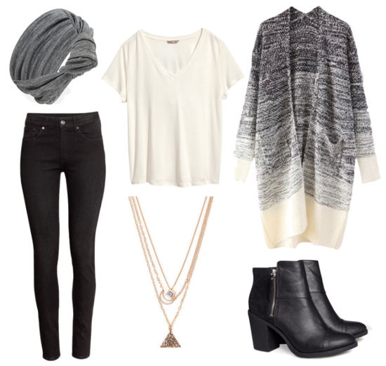 Black jeans and ombre duster cardigan