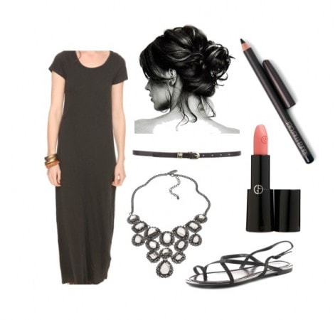How to wear a black maxi dress - dressy look