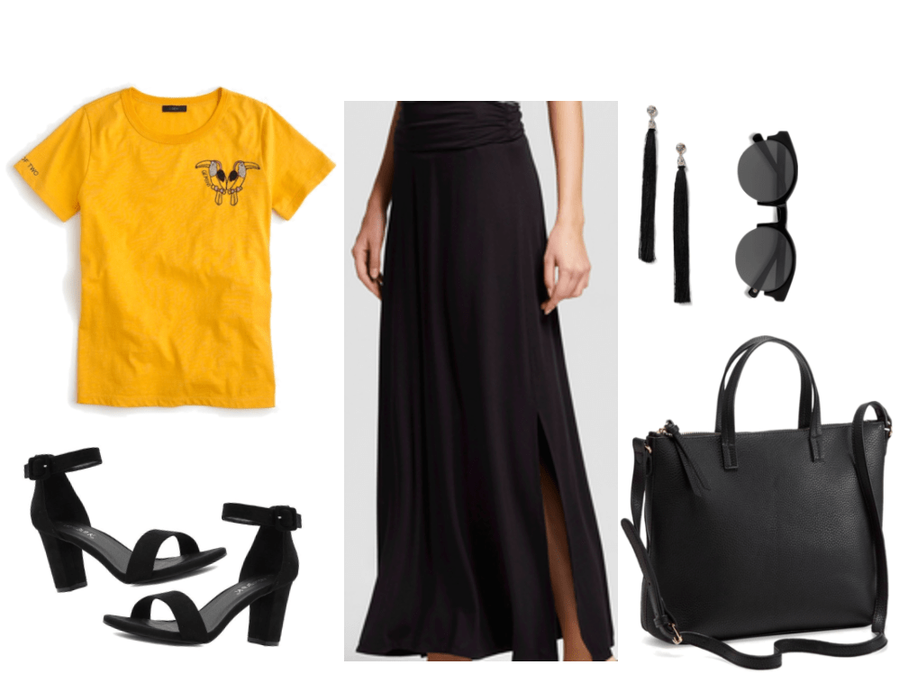 Horoscope tee outfit 1: black on black including "Gemini" tee