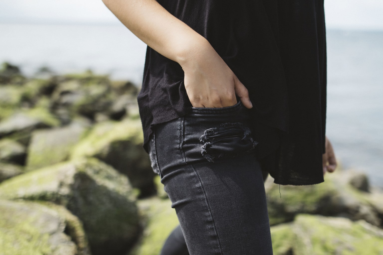 black jeans and shirt