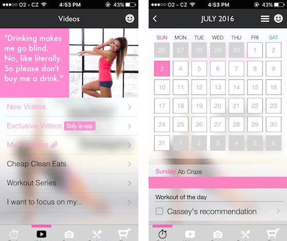 Blogilates app screenshots