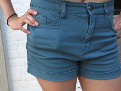 Blue colored denim shorts