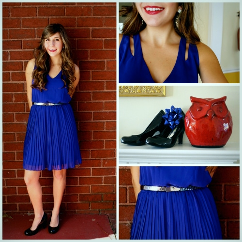Blue dress holiday outfit