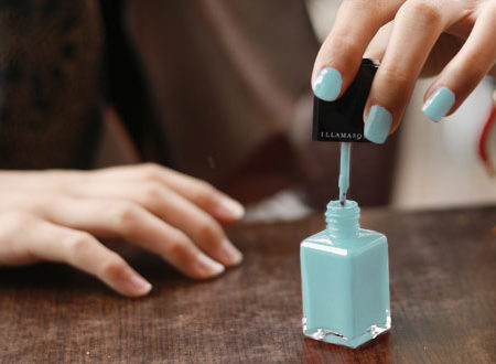 Light blue pastel nail polish