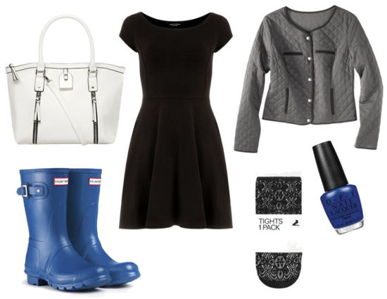Blue umbrella blue rain boots