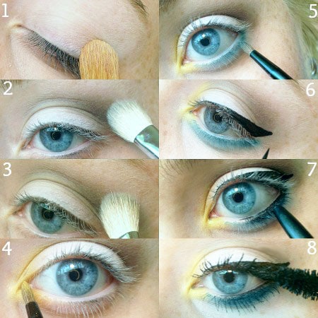 Blue and yellow eyeshadow tutorial