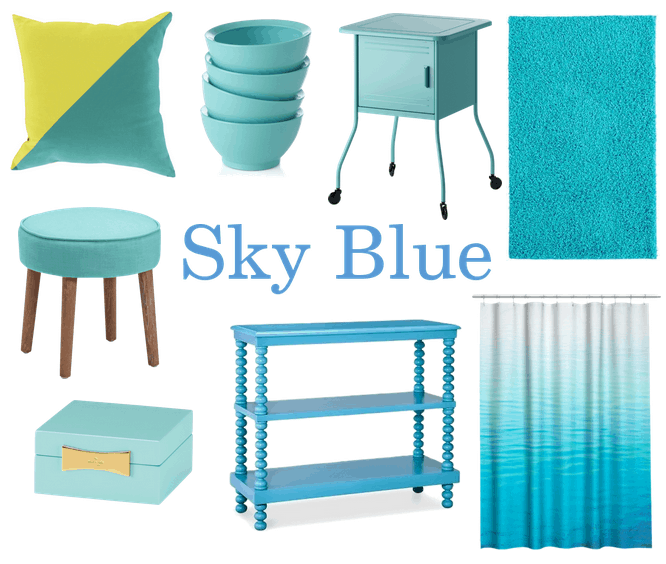 bright blue dorm decor