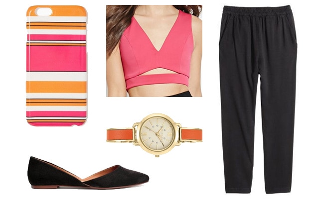 Bright pink chic classy crop top outfit