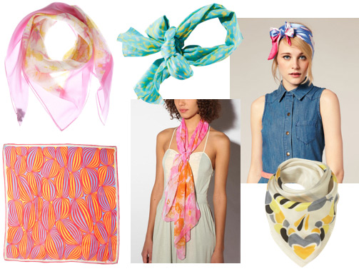 Brightly colored scarves